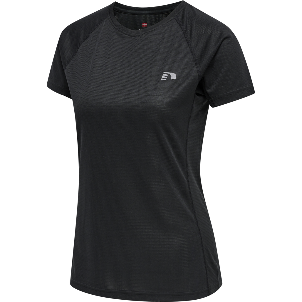 WOMEN CORE RUNNING T-SHIRT S/S, BLACK, packshot