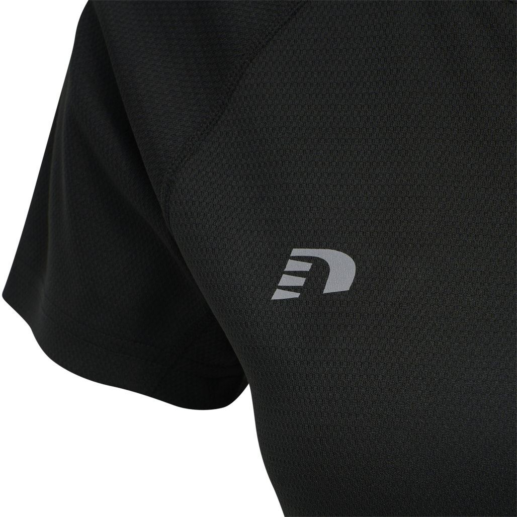 WOMEN CORE RUNNING T-SHIRT S/S, BLACK, packshot