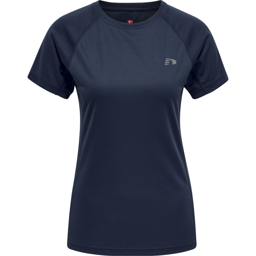 WOMEN CORE RUNNING T-SHIRT S/S, BLACK IRIS, packshot