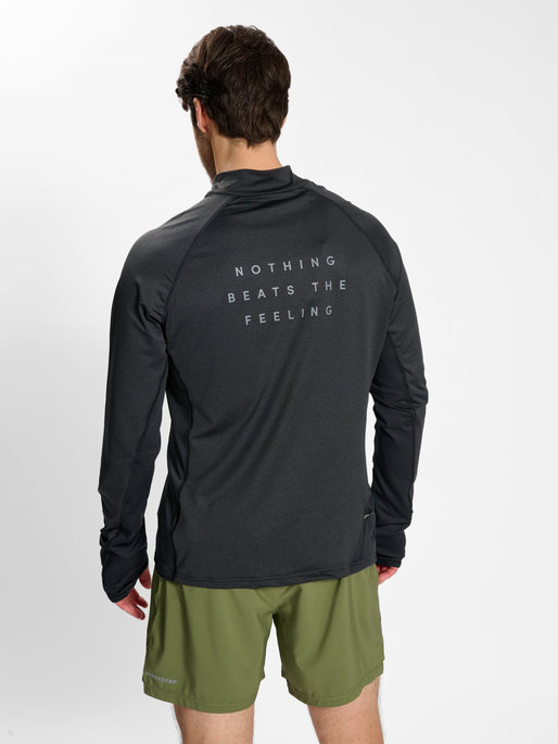nwlMESA 1/2 ZIP L/S male, BLACK MELANGE, model