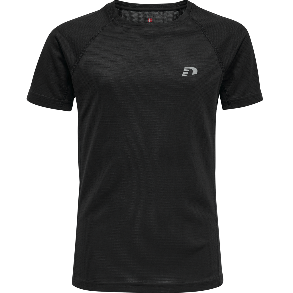 KIDS CORE RUNNING T-SHIRT S/S, BLACK, packshot