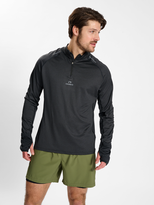 nwlMESA 1/2 ZIP L/S male, BLACK MELANGE, model
